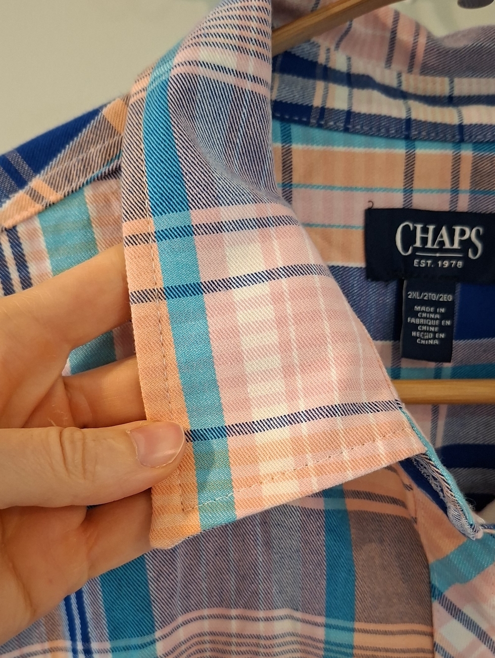 NWOT Chaps Orange & Blue Plaid Tie-waist Flutter-hem Shirt Dress (Size 2XL) - Picture 3 of 9